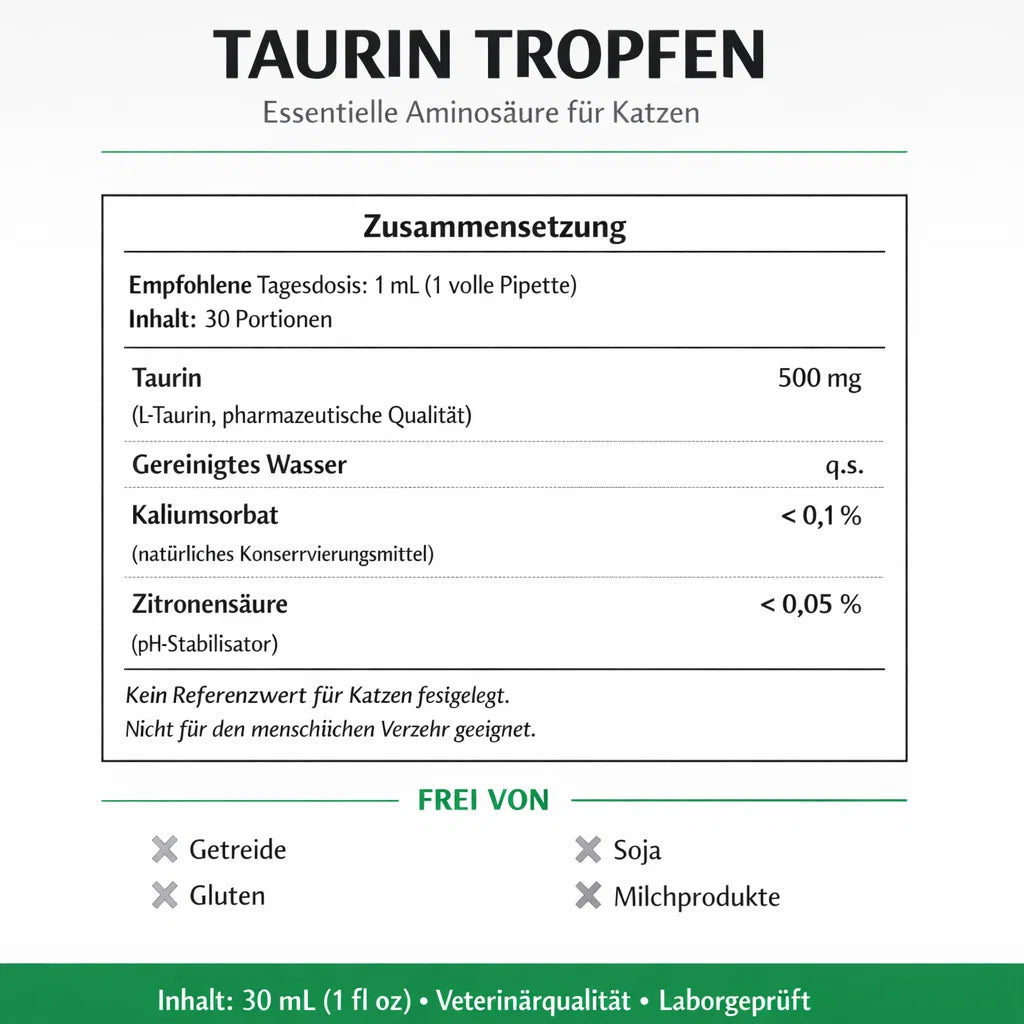 Feline Vitals™ Taurin-Tropfen — Tägliche Herz- & Augenunterstützung für Katzen