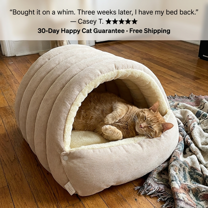 The Den Bed — Semi-Enclosed Cat Cave for Winter Warmth
