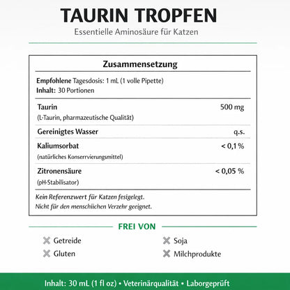 Feline Vitals™ Taurin-Tropfen — Tägliche Herz- & Augenunterstützung für Katzen